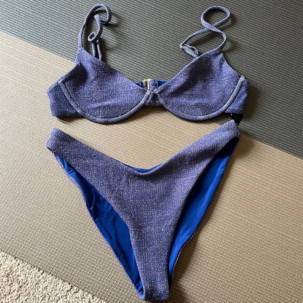 Beach Riot Camilla and Vanessa Set Blue Sparkle